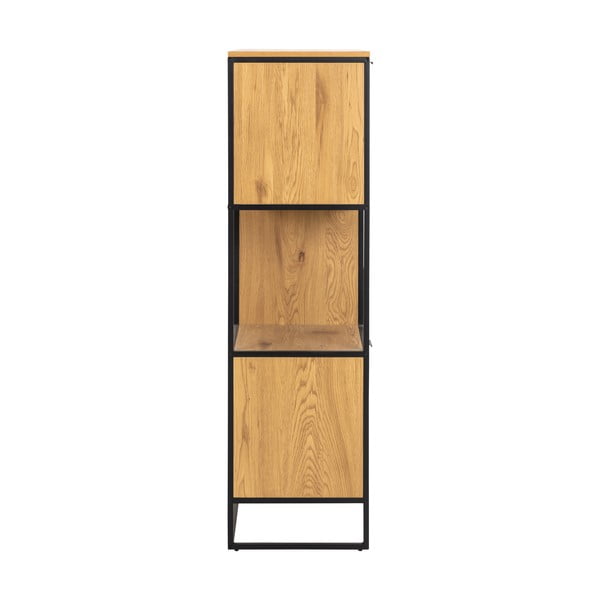 Bibliotecă neagră în decor de stejar 85x141 cm Swindon - Actona-image-4