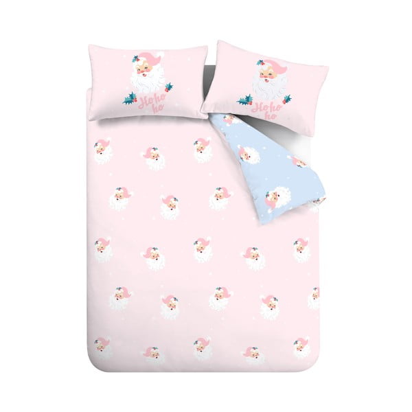 Lenjerie de pat roz pentru pat dublu 200x200 cm Vintage Christmas Santa – Catherine Lansfield