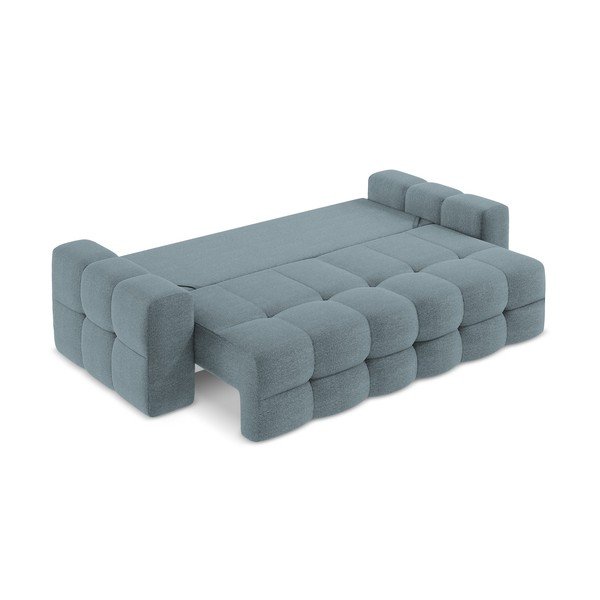 Canapea albastră extensibilă cu tapițerie din țesătură bouclé 255 cm Milu – Makamii-image-4