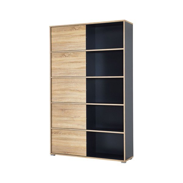 Bibliotecă neagră/aspect de lemn de stejar 120x196 cm Slide - Germania-image-4