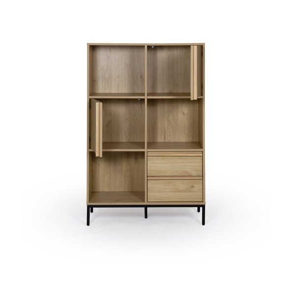 Bibliotecă în culoare naturală cu aspect de lemn de stejar 90x139x40 cm Luc – Marckeric-image-3