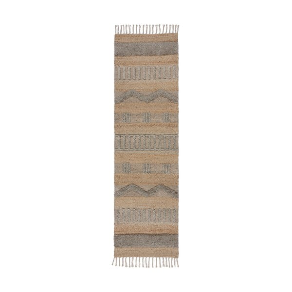 Covor tip traversă gri deschis/în culoare naturală 60x230 cm Medina – Flair Rugs