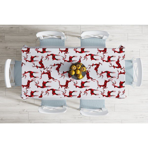 Față de masă din amestec de bumbac cu model de Crăciun Minimalist Cushion Covers Christmas Tartan, 140 x 180 cm-image-1