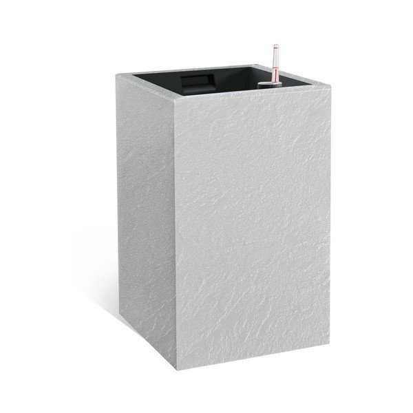 Ghiveci din plastic reciclat cu sistem de auto-irigare Cubico Stone – Flower Lover