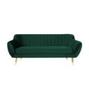 Canapea cu tapițerie din catifea Mazzini Sofas Benito, verde închis, 188 cm