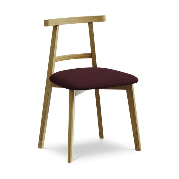 Scaun de dining burgundy din lemn masiv Ohelo – Makamii