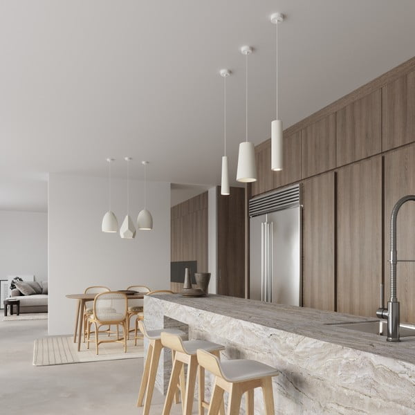 Lustră albă cu abajur din ceramică ø 8 cm Alverna – Sollux-image-1