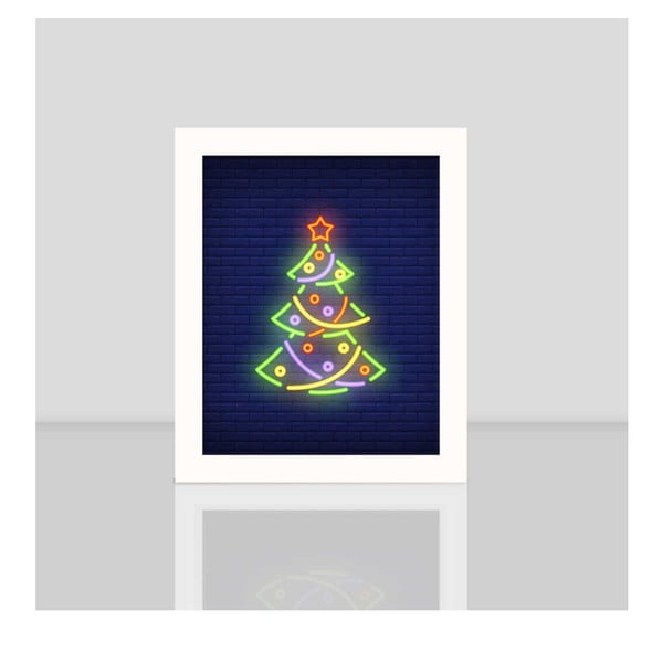 Tablou cu rama albă Christmas Tree, 23,5 x 28,5 cm