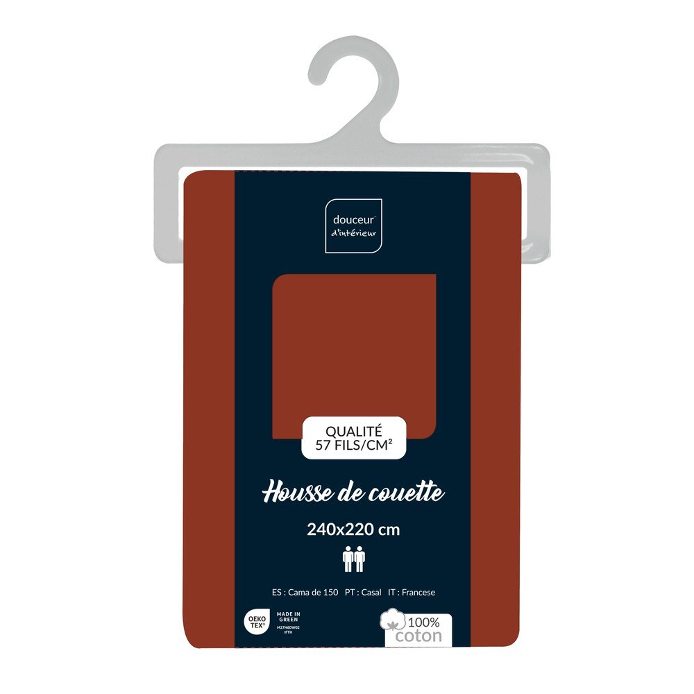Husă de pilotă cărămizie din bumbac pentru pat dublu/extinsă 240x220 cm Lina – douceur d'intérieur