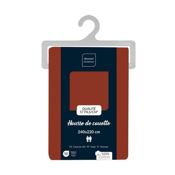 Husă de pilotă cărămizie din bumbac pentru pat dublu/extinsă 240x220 cm Lina – douceur d'intérieur-image-2