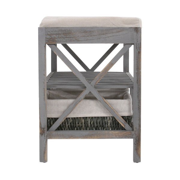 Băncuță cu spațiu de depozitare Mendler Shabby Shoe, gri-image-3