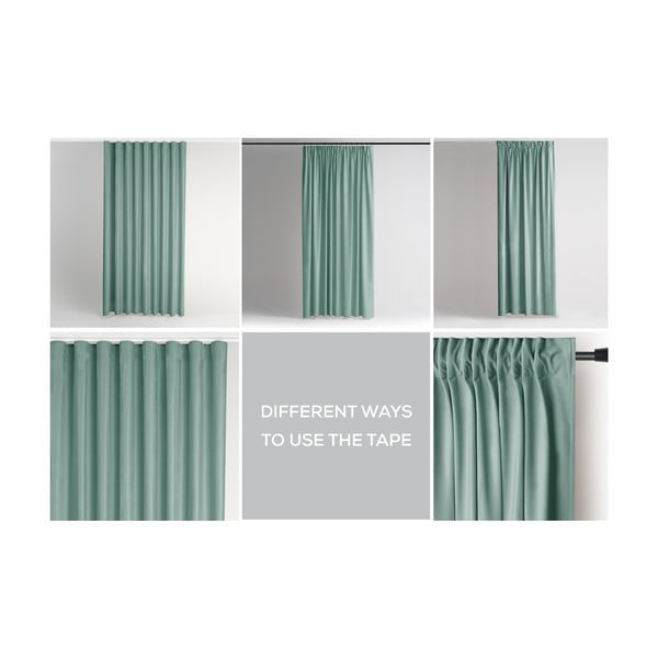 Draperie verde-deschis dimout (semi-opacă) din catifea 140x245 cm Pleat – Restilo-image-4