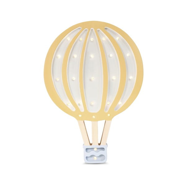 Aplică din lemn de pin Little Lights Hot Air Baloon, înălțime 38,5 cm, galben