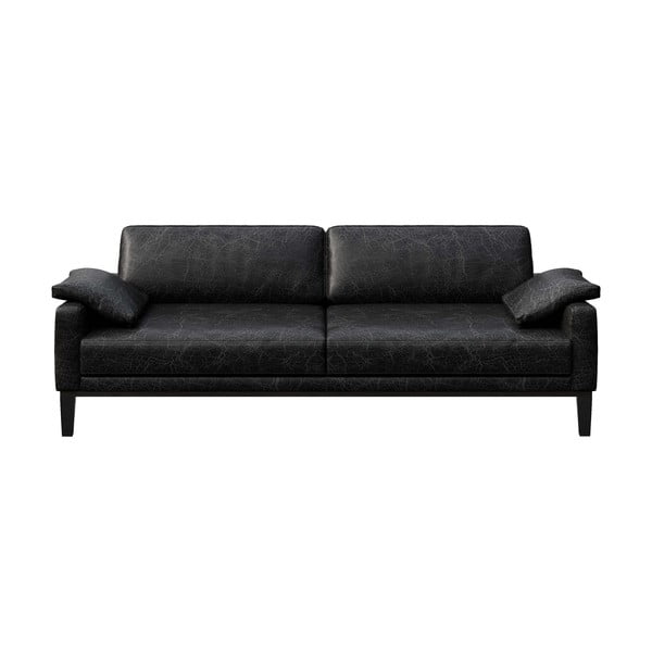 Canapea din piele MESONICA Musso, negru, 211 cm