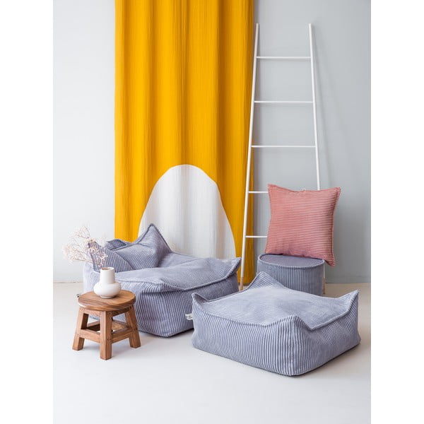 Fotoliu puf pentru copii albastru cu tapițerie din catifea reiată Square – Wigiwama-image-1