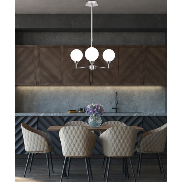 Lustră argintie cu abajur din sticlă Logos – Candellux Lighting-image-1