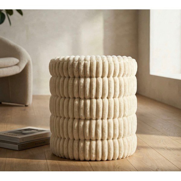 Puf crem cu tapițerie din catifea Goteborg – Mauro Ferretti-image-1