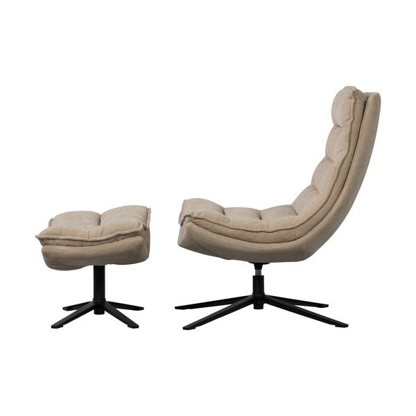 Fotoliu cu taburet în culoare naturală pivotant cu tapițerie din chenille Kube – WOOOD-image-2