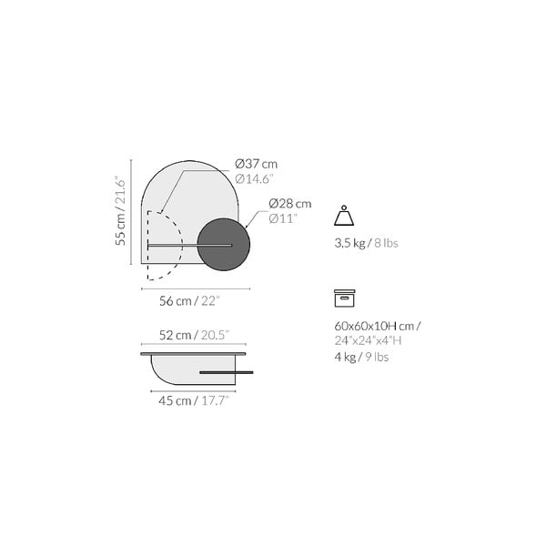 Poliță modulară din 3 piese Woodendot Alba L, maro deschis-image-2