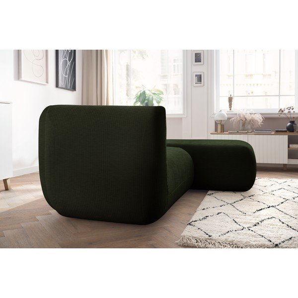 Colțar verde cu tapițerie din catifea reiată  (cu colț  pe partea dreaptă) Lecomte – Bobochic Paris-image-1