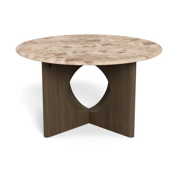 Măsuță de cafea în culoare naturală închisă rotundă cu blat din marmură ø 80 cm Foley – Actona-image-4