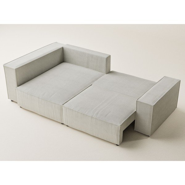 Colțar crem extensibil/cu spațiu de depozitare cu tapițerie din catifea reiată  (cu colț pe partea stângă/în formă de ”L”) Tonga – Maison de Rêve-image-3