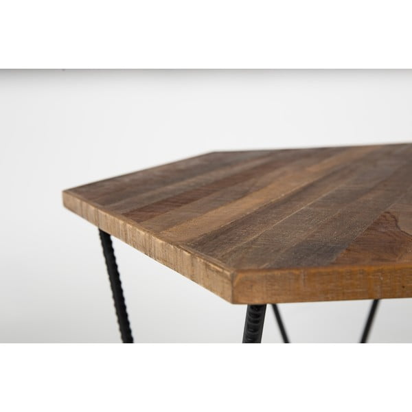 Masă auxiliară din lemn de tec reciclat White Label Cor-image-2