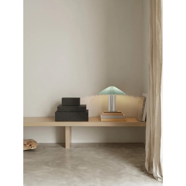 Veioză galbenă-argintie cu intensitate reglabilă cu abajur textil (înălțime 36 cm) Taite – Blomus-image-1