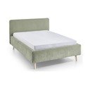 Pat matrimonial verde deschis tapițat cu somieră 120x200 cm Mattis – Meise Möbel