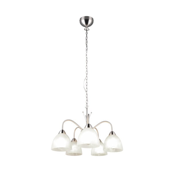 Lustră albă/argintie cu abajur din sticlă ø 55 cm Dobby – Trio-image-2