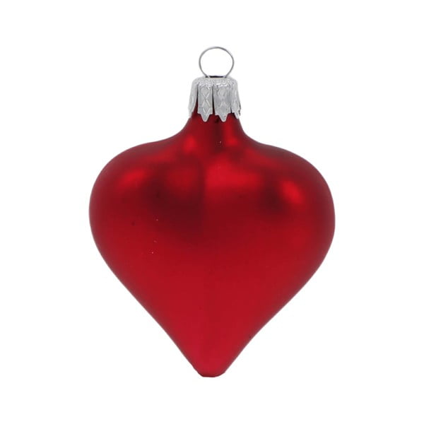 Set de 4 globulețe roșii de Crăciun din sticlă în formă de inimă Ego Dekor
