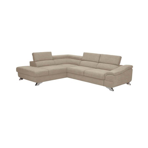 Colțar extensibil cu tapițerie de catifea și șezlong pe partea dreaptă Windsor & Co Sofas Gamma, maro-gri-image-2