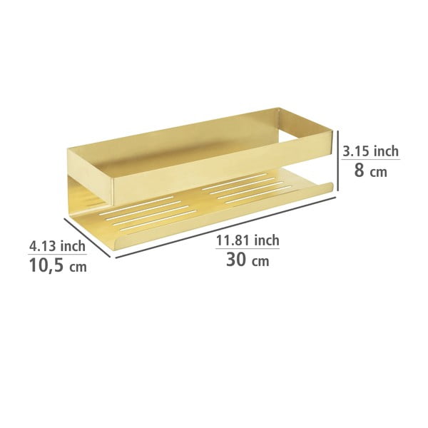 Raft pentru baie auriu autoadeziv din oțel inoxidabil Genova – Wenko-image-3