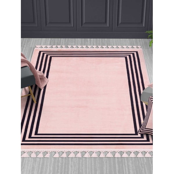 Covor tip traversă  roz lavabil 300x100 cm - Vitaus-image-1