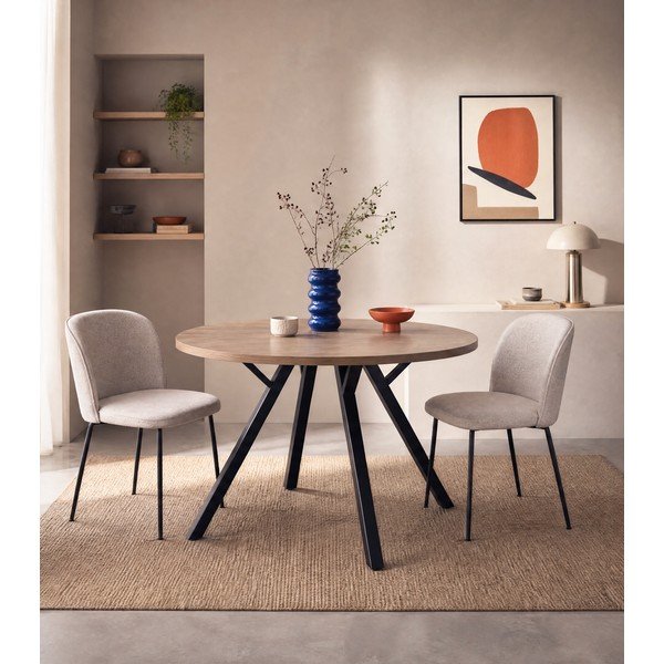 Masă rotundă de sufragerie cu aspect de stejar ø 120 cm Beni - Marckeric-image-4