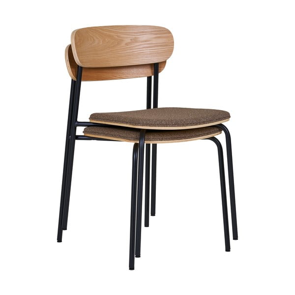 Scaun de dining negru/maro stivuibil cu aspect de lemn de frasin Estepona – House Nordic-image-4