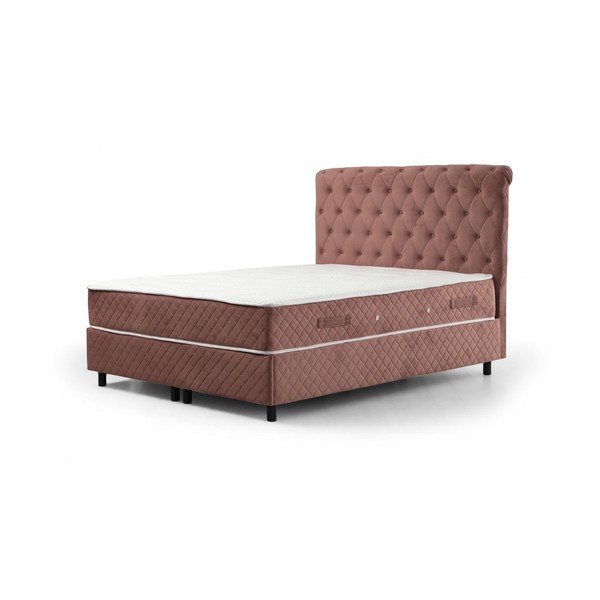 Pat boxspring roz cu spațiu de depozitare 140x200 cm Sonata – Kalune Design