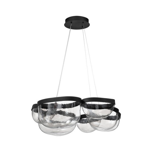 Lustră negru-mat LED cu intensitate reglabilă din oțel cu abajur din sticlă ø 83 cm Clair – Nova Luce