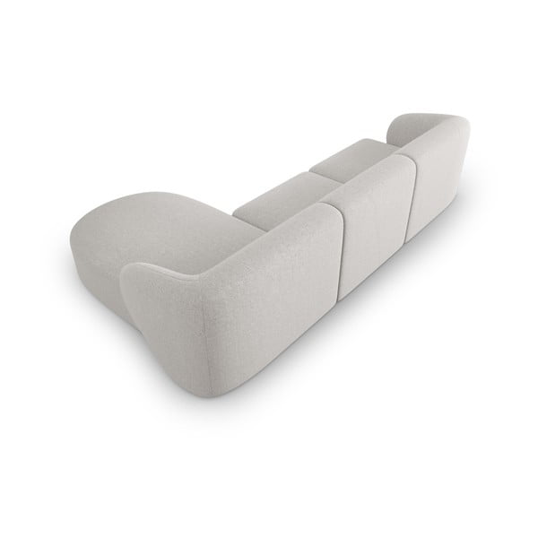 Colțar gri deschis cu tapițerie din chenille (cu colț pe partea dreaptă, cu șezlong) Paolo – Milo Casa-image-3