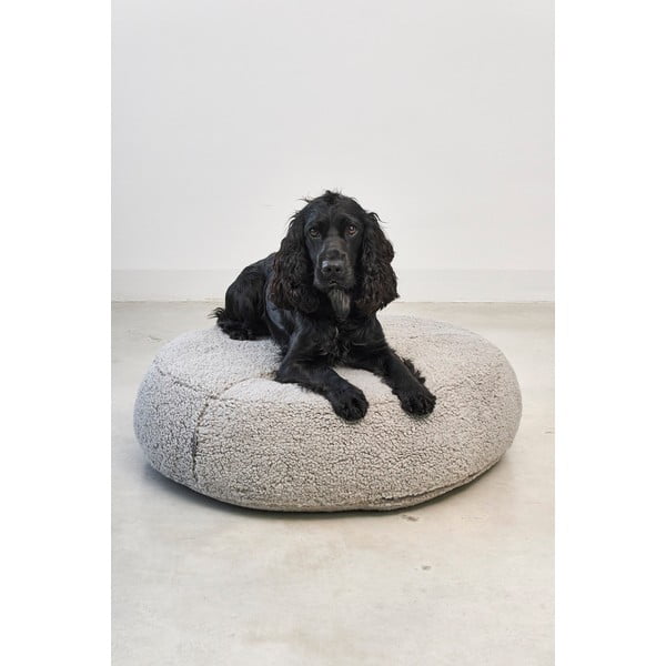Pat  gri pentru câini din material bouclé ø 90 cm Senso Pouffe Pebble M/L – MiaCara-image-3