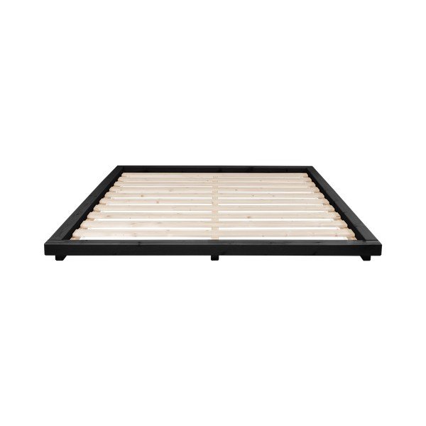 Pat dublu din lemn de pin cu saltea și tatami Karup Design Dock Comfort Mat Black/Natural, 140 x 200 cm-image-3