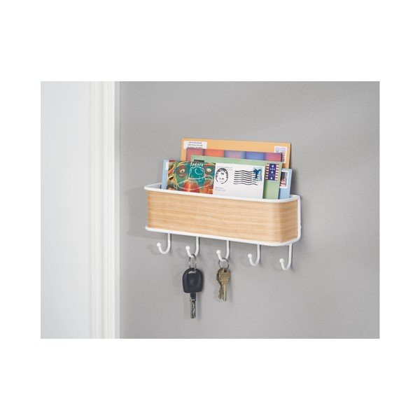 Cuier/suport de perete InterDesign Mail and Key Rack Light, lungime 27 cm -image-2