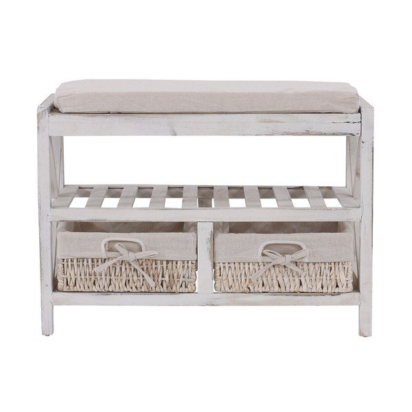 Băncuță cu spațiu de depozitare Mendler Shabby Shoe, alb-image-2