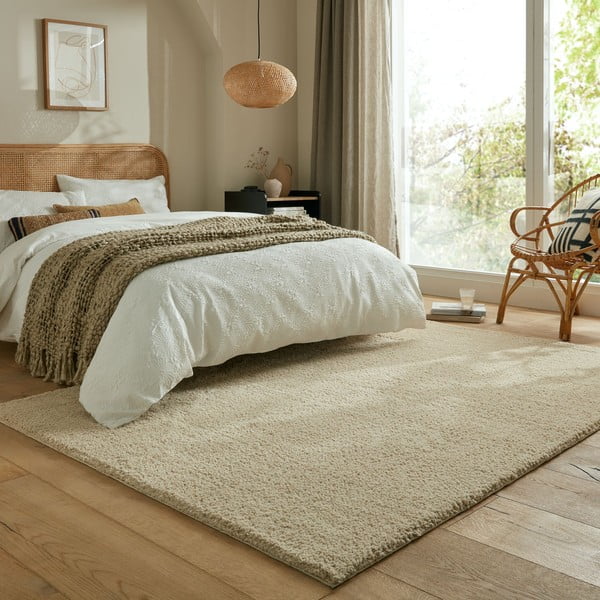 Covor bej lavabil din fibre reciclate 200x290 cm Fluffy – Flair Rugs-image-1