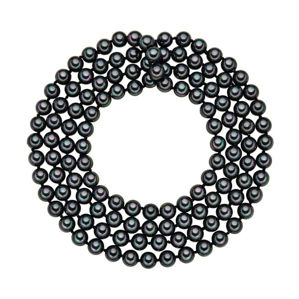 Lănțișor cu perle negru antracit Perldesse Muschel, ⌀ 8 mm, lungime 120 cm