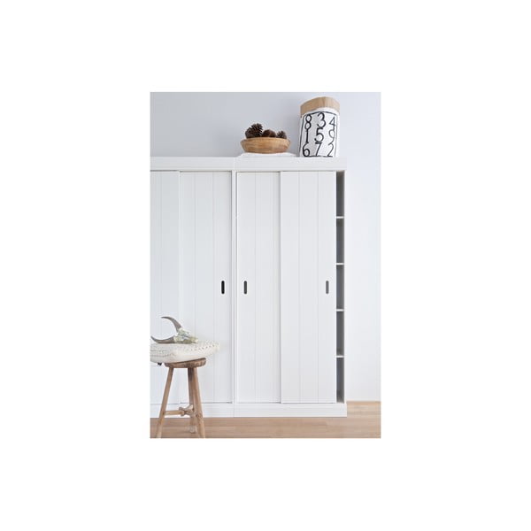 Dulap din lemn cu uși glisante WOOOD Row, alb-image-4