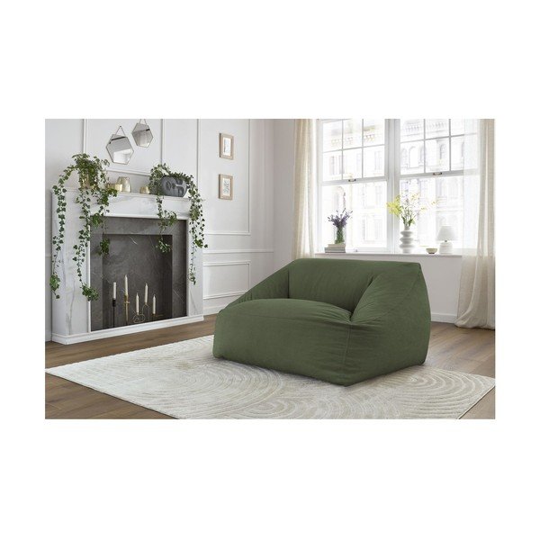 Fotoliu bean bag verde cu tapițerie din catifea reiată Lilibet – Bobochic Paris-image-1