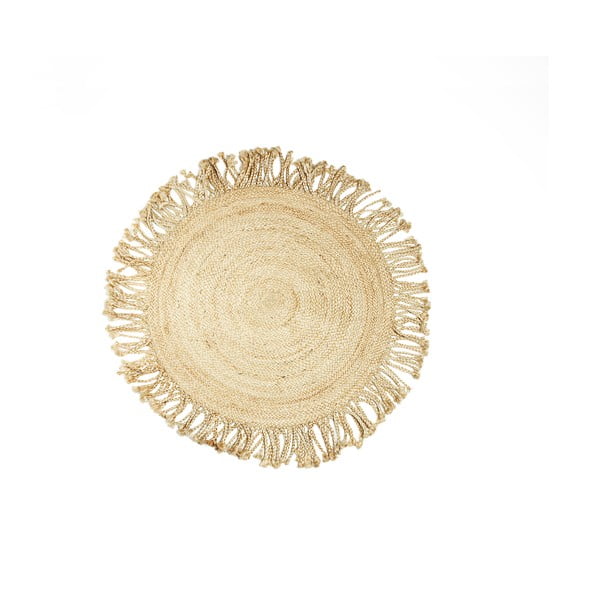 Covor rotund din iută Simla Natural Tassel, ⌀ 160 cm