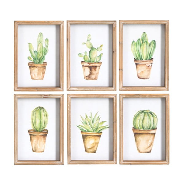 Set 6 tablouri J-Line Cactus, 24 x 34 cm