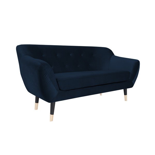 Canapea Mazzini Sofas AMELIE cu picioare negre, albastru închis, 158 cm-image-2